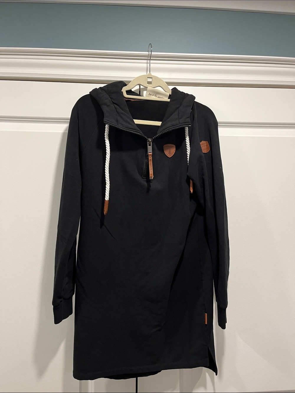 Wanakome Black Pullover with Brown Leather Patch